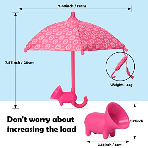 PIKARO Phone Umbrella Suction Cup Phone Stand, Cell Phone Umbrella for Sun with Universal Adjustable Piggy Phone Holder, Umbrella for Phone Outdoor Sun Shade Cover Anti-glare (Rose Red)