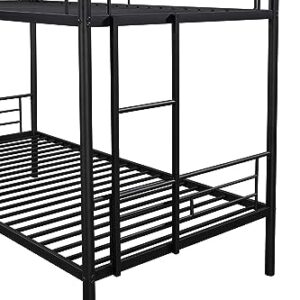 MWrouqfur Bunk Bed,Twin Over Twin Metal Bunk Bed,Metal Bunk Bed Twin with Ladder and Safety Rail,Space-Saving, Noise Free, No Box Spring Needed