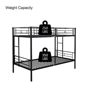 MWrouqfur Bunk Bed,Twin Over Twin Metal Bunk Bed,Metal Bunk Bed Twin with Ladder and Safety Rail,Space-Saving, Noise Free, No Box Spring Needed