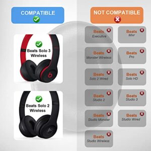 Earpad Cushions Cover Replacement for Beats Solo 2 Solo 3 Wireless On-Ear Headphone, Protein Leather Memory Foam Ear Cushions Cover (White)