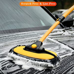 MVEQRRN Upgrade Car Wash Brush Mop with Long Handle,Microfiber Mitt Car Cleaning Supplies Kit Car Wash Kit Tools Accessories