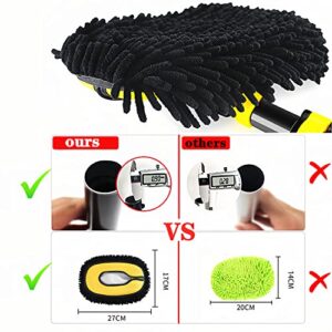 MVEQRRN Upgrade Car Wash Brush Mop with Long Handle,Microfiber Mitt Car Cleaning Supplies Kit Car Wash Kit Tools Accessories