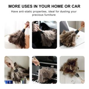 SetSail Feather Duster, 2 Pack Fluffy Natural Ostrich Feathers for Cleaning with Wooden Handle Eco-Friendly Feather Duster Cleaning Supplies for Furniture, Car, Collectibles...