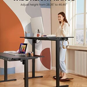 ErGear Adjustable Height Electric Standing Desk with Double Drawers, Sit Stand Up Desk Computer Workstation for Home Office, 48x24 Inches, Black