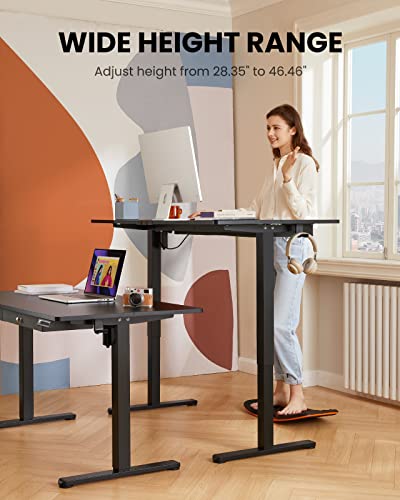 ErGear Adjustable Height Electric Standing Desk with Double Drawers, Sit Stand Up Desk Computer Workstation for Home Office, 48x24 Inches, Black