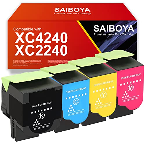 SAIBOYA Remanufactured High Capacity XC2240 XC4240 Toner Cartridge (24B7161 24B7158 24B7159 24B7160) Replacement for Lexmark XC2240 XC4240 Printers,Black 9000&CMY 6000 Pages.