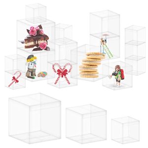 tanstic 30pcs plastic clear favor boxes for gifts, 3 sizes clear gift boxes transparent cube boxes candy gift box plastic gift boxes for dessert candy (2.3x2.3x2.3 inch, 3.1x3.1x3.1 inch, 4x4x4 inch)