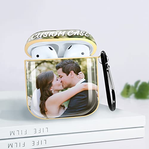 Custom Airpod Case, Flexible PC Protective Case with Keychain for Airpod 1 and 2, Customize Airpod Cover with Your Photo & Text & Name, Personalized Gift for Men Women