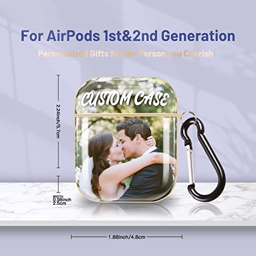 Custom Airpod Case, Flexible PC Protective Case with Keychain for Airpod 1 and 2, Customize Airpod Cover with Your Photo & Text & Name, Personalized Gift for Men Women