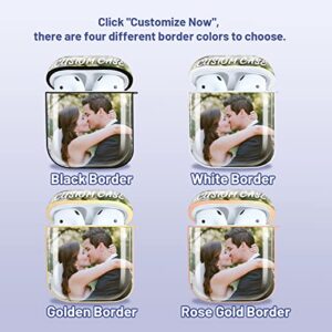 Custom Airpod Case, Flexible PC Protective Case with Keychain for Airpod 1 and 2, Customize Airpod Cover with Your Photo & Text & Name, Personalized Gift for Men Women