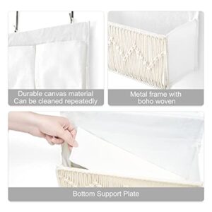 Mkono Macrame Over The Door Organizer and Hanining Laundry Hamper