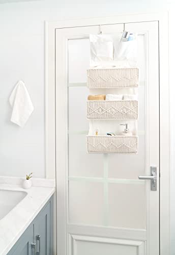 Mkono Macrame Over The Door Organizer and Hanining Laundry Hamper