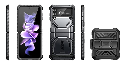 i-Blason Armorbox Series Case for Samsung Galaxy Z Flip 4 5G (2022), Full-Body Rugged Holster Case with Shock Reduction/Bumper (Black)