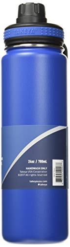 Takeya Originals Vacuum Insulated Stainless Steel Water Bottle, 24 Ounce, Navy & Actives Straw Lid for Insulated Water Bottle, Wide Mouth, Onyx