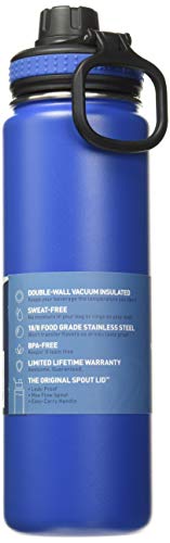 Takeya Originals Vacuum Insulated Stainless Steel Water Bottle, 24 Ounce, Navy & Actives Straw Lid for Insulated Water Bottle, Wide Mouth, Onyx