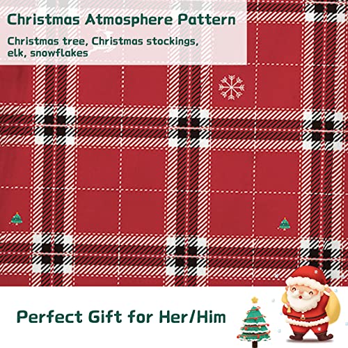 Menghomeus Christmas Sherpa Throw Blanket - Red Xmas Holiday Plaid Fleece Blanket - Flannel Plush Blanket for Couch Bed Sofa, 60" X 80"