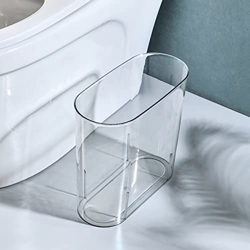 Anyoifax Small Trash Can Slim Garbage Can 3 Gallon Waste Basket Trash Bin Container for Bathroom, Bedroom, Living Room, Kitchen, Office, Colleg Dorm - Clear