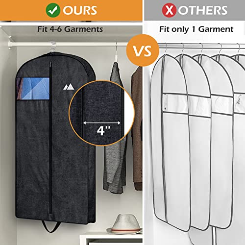 MISSLO 43" Heavy Duty Hanging Garment Bags for Travel Suit Bag for Men Waterproof Oxford Fabric Suit Cover for Traveling Monogrammed Closet Clothes Storage, Black