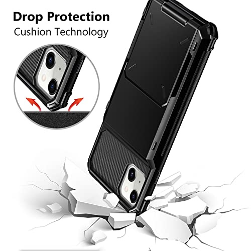 Vofolen for iPhone 14 Case Wallet Cover 4-Card Credit Card Holder ID Slot Scratch Resistant Dual Layer Hybrid Protective Hard Shell Rugged TPU Bumper Armor Case for iPhone 14 case 6.1 inch Black