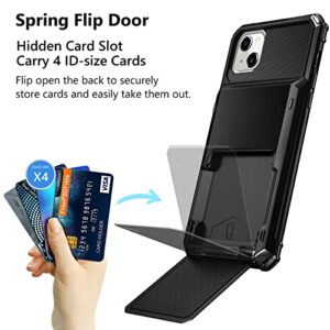 Vofolen for iPhone 14 Case Wallet Cover 4-Card Credit Card Holder ID Slot Scratch Resistant Dual Layer Hybrid Protective Hard Shell Rugged TPU Bumper Armor Case for iPhone 14 case 6.1 inch Black