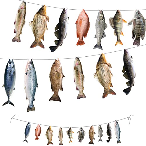 Gone Fishing String Hanging Banner for Birthday Welcome Home Vacation Family Reunion Bass Fishing Competition Freshwater Pond Outdoor Salt Water Tournament Retirement Barbecue Party Decoration (2 Line)