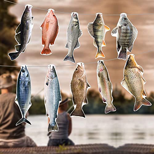 Gone Fishing String Hanging Banner for Birthday Welcome Home Vacation Family Reunion Bass Fishing Competition Freshwater Pond Outdoor Salt Water Tournament Retirement Barbecue Party Decoration (2 Line)