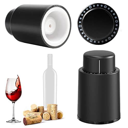 niceeshop [2-Pack] Reusable Wine Stoppers, Real Vacuum Wine Stoppers, Keep Freshness and Flavor 15 Days, Vacuum Wine Bottles with Time-Scale Records, Great Christmas Gift for Wine Lovers.