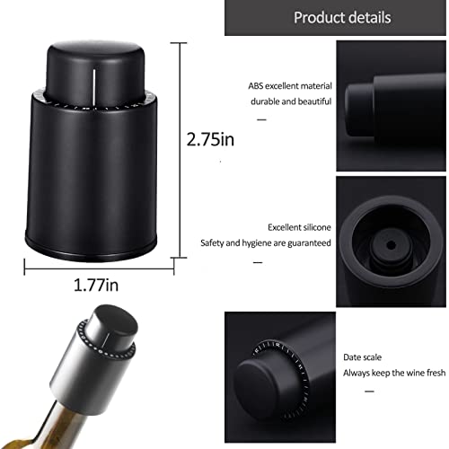 niceeshop [2-Pack] Reusable Wine Stoppers, Real Vacuum Wine Stoppers, Keep Freshness and Flavor 15 Days, Vacuum Wine Bottles with Time-Scale Records, Great Christmas Gift for Wine Lovers.