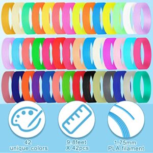 42 Colors 3D Printing Filament 413 Feet, 9.8 Feet Per Color, 1.75mm PLA Filament Bundle 3D Printing Refills