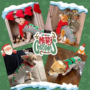 SGQCAR 4Pieces Ugly Christmas Dog Sweater with Scarf and Hairpin Xmas Pet Dog Winter Knitwear Elf Dog Clown Sweater Holiday and Party for Small Medium Dogs Cat