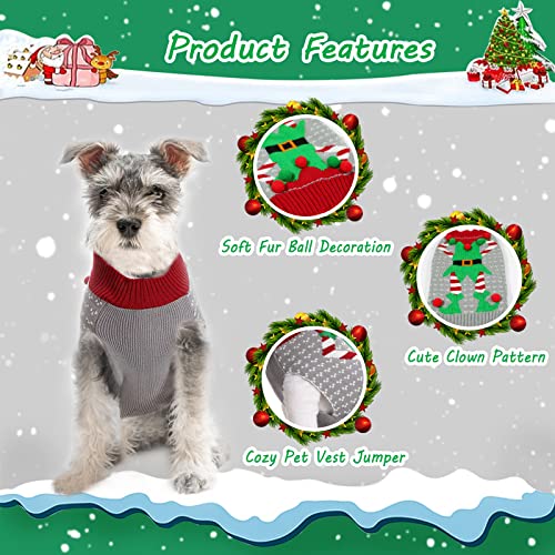 SGQCAR 4Pieces Ugly Christmas Dog Sweater with Scarf and Hairpin Xmas Pet Dog Winter Knitwear Elf Dog Clown Sweater Holiday and Party for Small Medium Dogs Cat