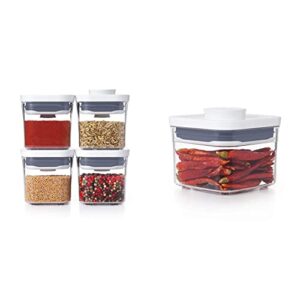 oxo good grips 4-piece mini pop container set & good grips pop container - airtight food storage - 0.4 qt for dried herbs