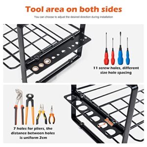 Homde Power Tool Organizer Holder Wall Mount Garage Tool Organizers and Storage, Heavy Duty Tool Shelf Rack Utility Storage Rack, Black