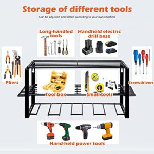 Homde Power Tool Organizer Holder Wall Mount Garage Tool Organizers and Storage, Heavy Duty Tool Shelf Rack Utility Storage Rack, Black