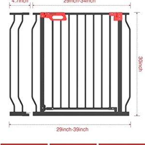 Syvio Baby Gate for Stairs and Door Ways, Dog Gates for The House 29" to 39" with Auto-Close, Pet Gate for Indoor with Wall Protectors and Extenders, No Drilling (Black)