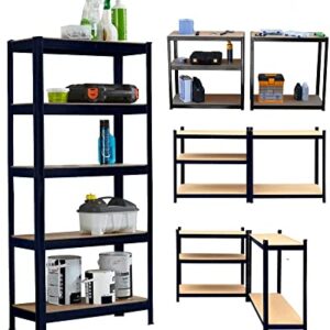 66" Storage Shelves, Heavy Duty Steel Frame 5-Tier Storage Shelves for Garage, Heavy Duty Shelving Unit Metal Storage Rack, Adjustable Storage Shelves Standing for Home/Office/Dormitory/Garage (BLACK)