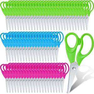 90 pack kids scissors bulk 5.5 inch student scissors children safety scissors rounded tip child scissors with comfort grip for school and classrooms supplies essentials