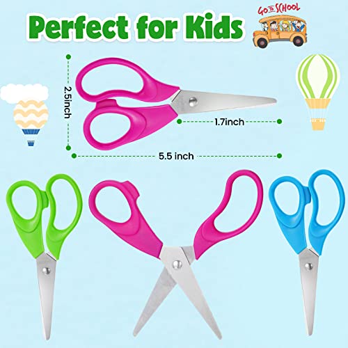 90 Pack Kids Scissors Bulk 5.5 Inch Student Scissors Children Safety Scissors Rounded Tip Child Scissors with Comfort Grip for School and Classrooms Supplies Essentials