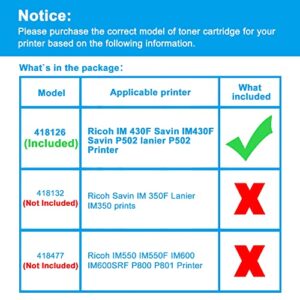 LCL Compatible Toner Cartridge Replacement for Ricoh 418126 IM430 IM430F Savin IM430F Savin P502 High Yield IM 430F Savin IM430F Savin P502 Lanier P502 (1-Pack Black)