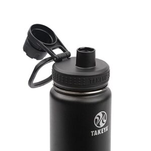 Takeya Actives Insulated Stainless Steel Water Bottle with Spout Lid, 24 oz, Onyx & Actives Straw Lid for Insulated Water Bottle, Wide Mouth, Onyx