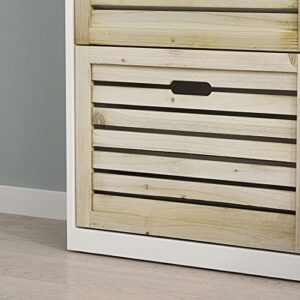 AIEGLE Entryway Shoe Storage Cabinet, Tall Shoe Storage Organizer with 4 Flip Drawers, Hallway Wood Freestanding Shoe Rack, Natural (21.7" L x 9.8" D x 61" H)