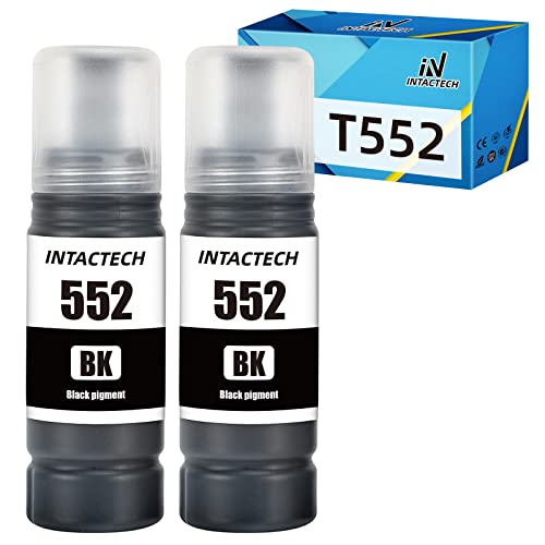 Intactech T552 Refill Ink Replacement for Epson 552 T552 Work for EcoTank Photo ET-8550 ET-8500 Supertank Printer (2-Pack BK 70ML *2)