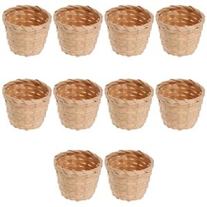 zerodeko mini easter basket 10pcs miniature artifical wood woven baskets, mini woven baskets without handles for home office table party favors crafts decoration mini woven basket without handles