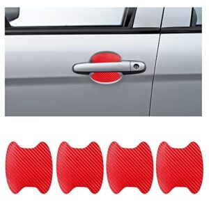 banseko 4 pcs car door handle protective sticker,anti-scratches 3d carbon fiber texture car door handle paint scratch personalize protective pad sticker (red, large (3.94" lx3.54 w))