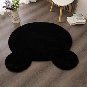 TNNOLA Bear Shaped Rug 4 x 4 Feet Faux Fur Rugs for Bedroom Aesthetic Soft Fluffy Faux Rabbit Fur Rug Fuzzy Carpet for Nursery Kids Teen Girls Room Home Decor