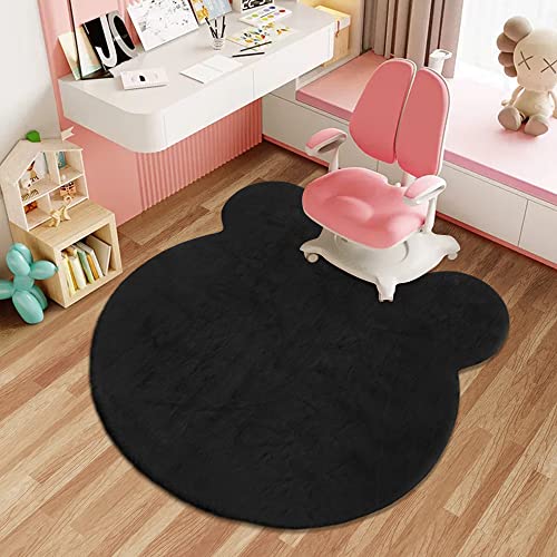 TNNOLA Bear Shaped Rug 4 x 4 Feet Faux Fur Rugs for Bedroom Aesthetic Soft Fluffy Faux Rabbit Fur Rug Fuzzy Carpet for Nursery Kids Teen Girls Room Home Decor