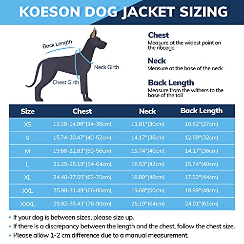 KOESON Windproof Dog Cold Weather Coat, Reflective Pet Winter Thick Warm Outdoor Jacket with Harness Hole, Comfy Cotton Apparel Padded Vest for Small Medium Large Dogs Purple 2XL