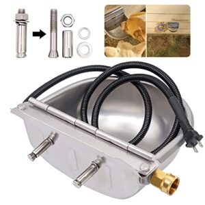 ZHEQOGZH Automatic Heated Water Bowl Trough Dish Outdoor Heated Pet Dog Bowl Stainless Steel Livestock Waterer with Float Valve Brass Connector and Drain Plug for Outdoor Pets in Winter