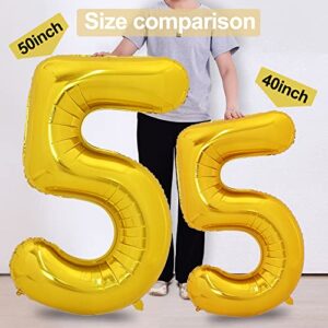 TONIFUL 50 Inch Large Gold Number Balloons 0-9, Foil Mylar Big Digital Balloon Number 5 Digit five for Birthday Party, Wedding, Bridal Shower, Engagement, Photo Shoot, Anniversary (Gold five)