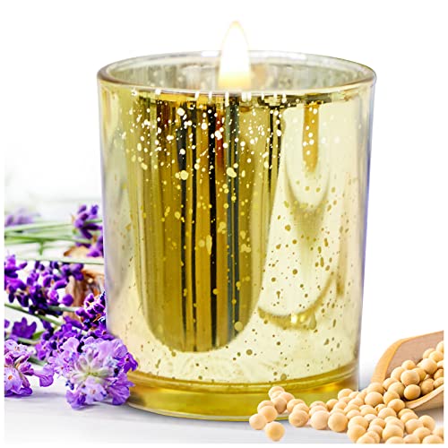 SUNBABY Candles for Home Scented Lavender Eucalyptus:Valentines Day Decor Candles Gifts for Women 100% Nature Soy Wax Scented Candles Vanilla Aromatherapy Fall ,Gold Jar Candle Up to 30 Hour Burn